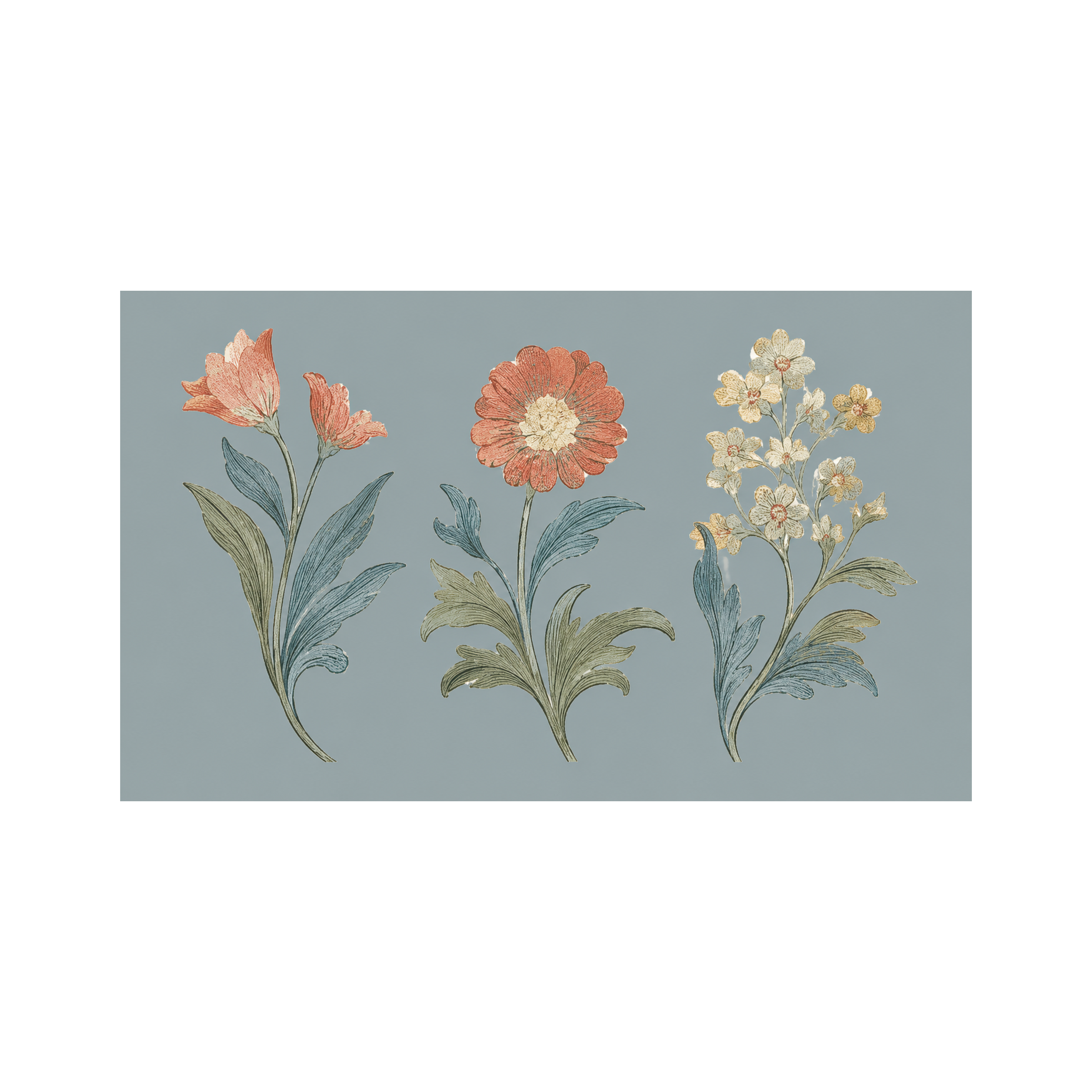 Orange County Cool Grey Botanical Study - Tapestry