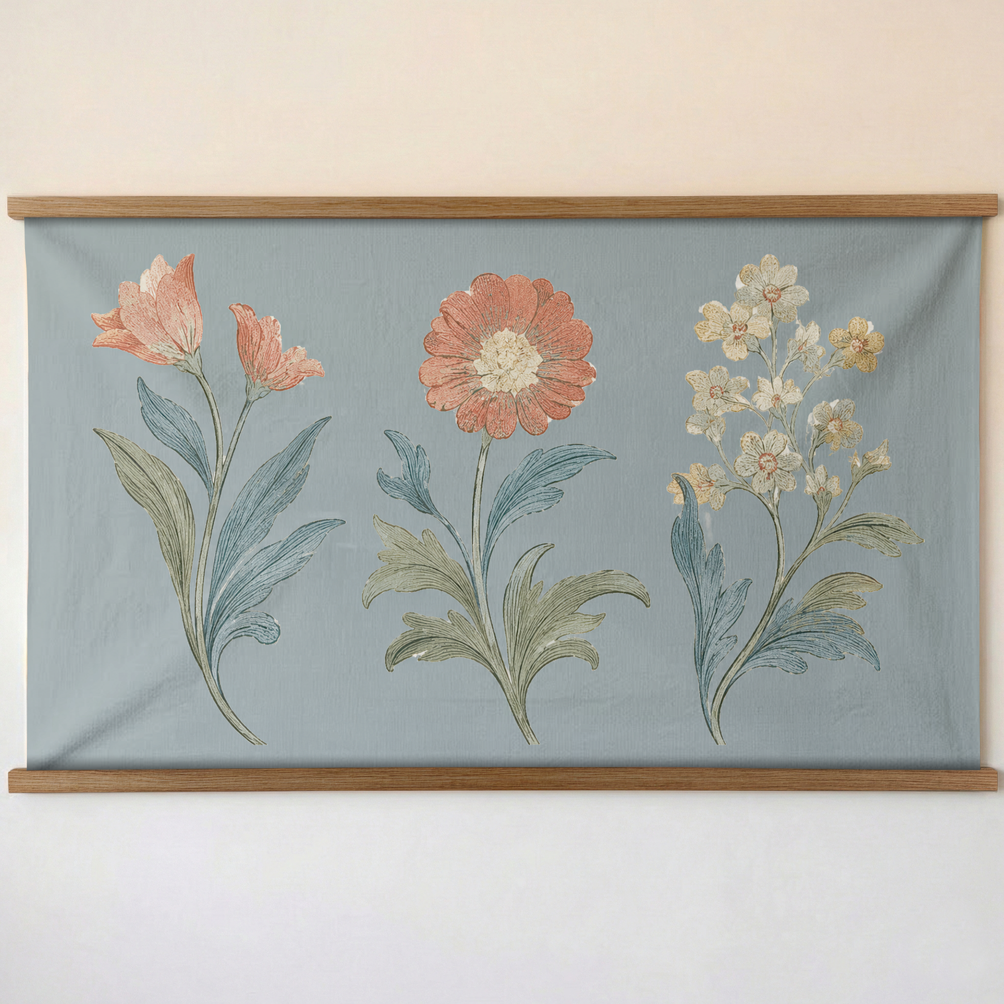 Orange County Cool Grey Botanical Study - Tapestry