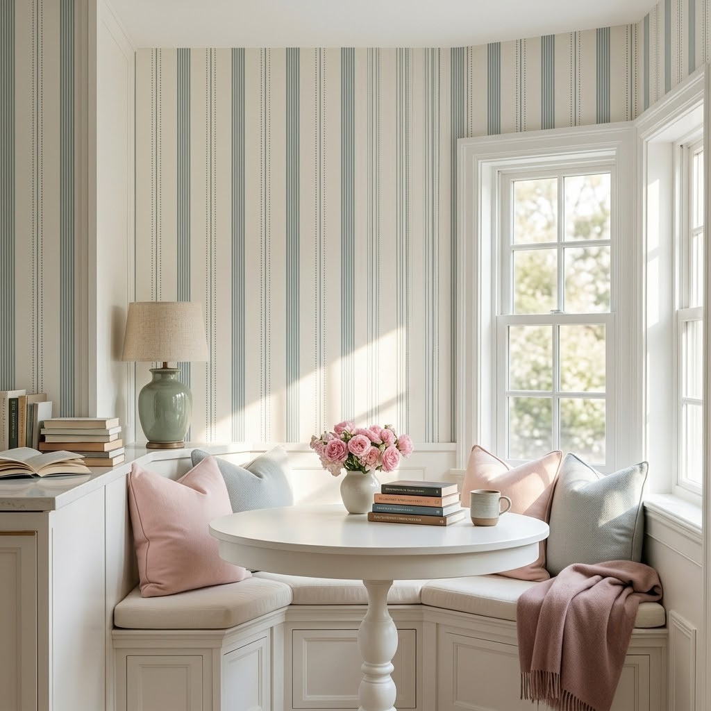 Orange County Cool Grey Stripes Wallpaper