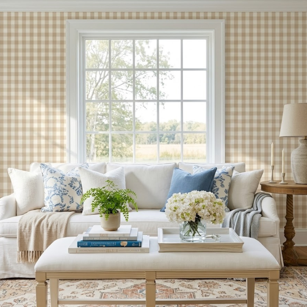 Orange County Pavlova Gingham Wallpaper
