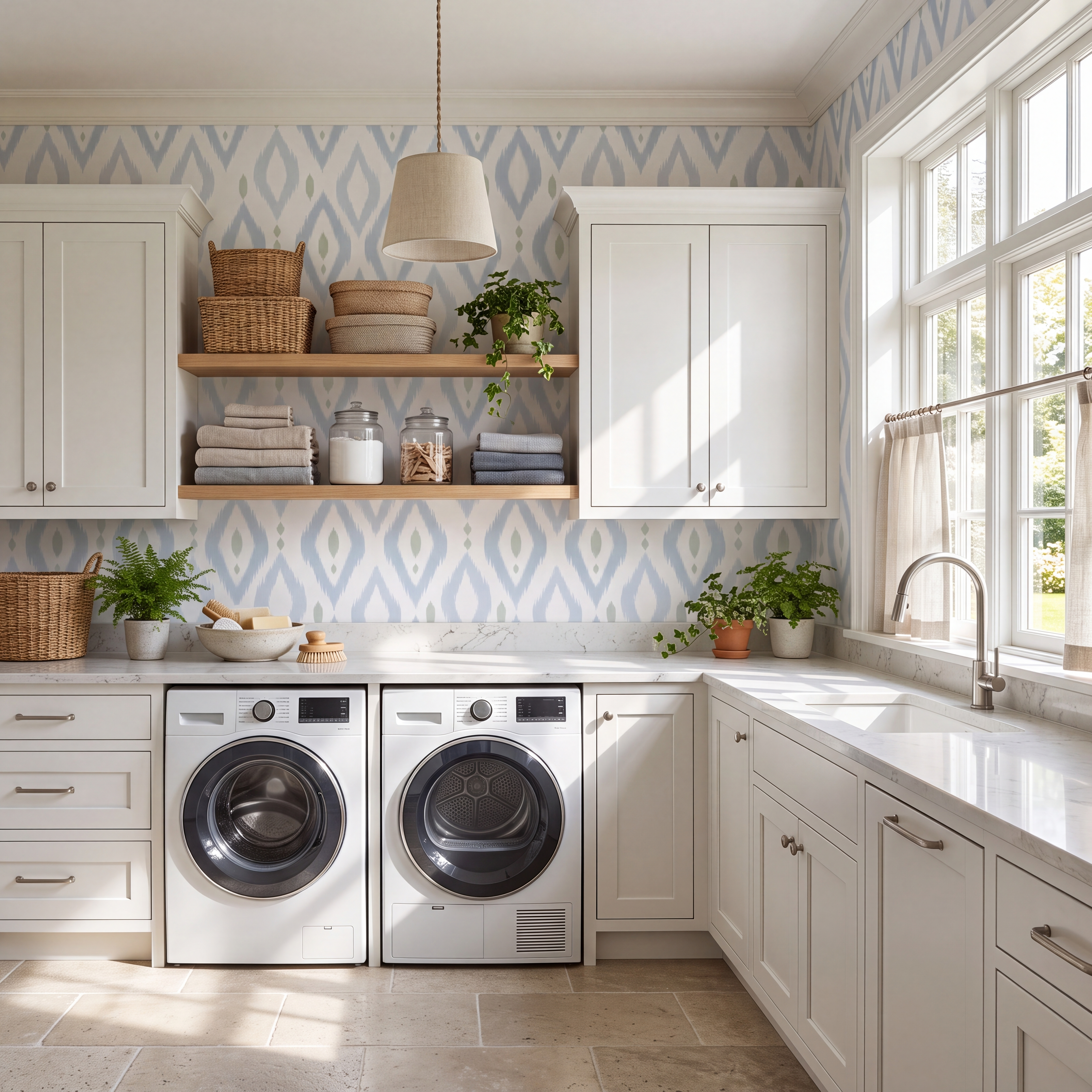 Palm Promenade Ikat Wallpaper