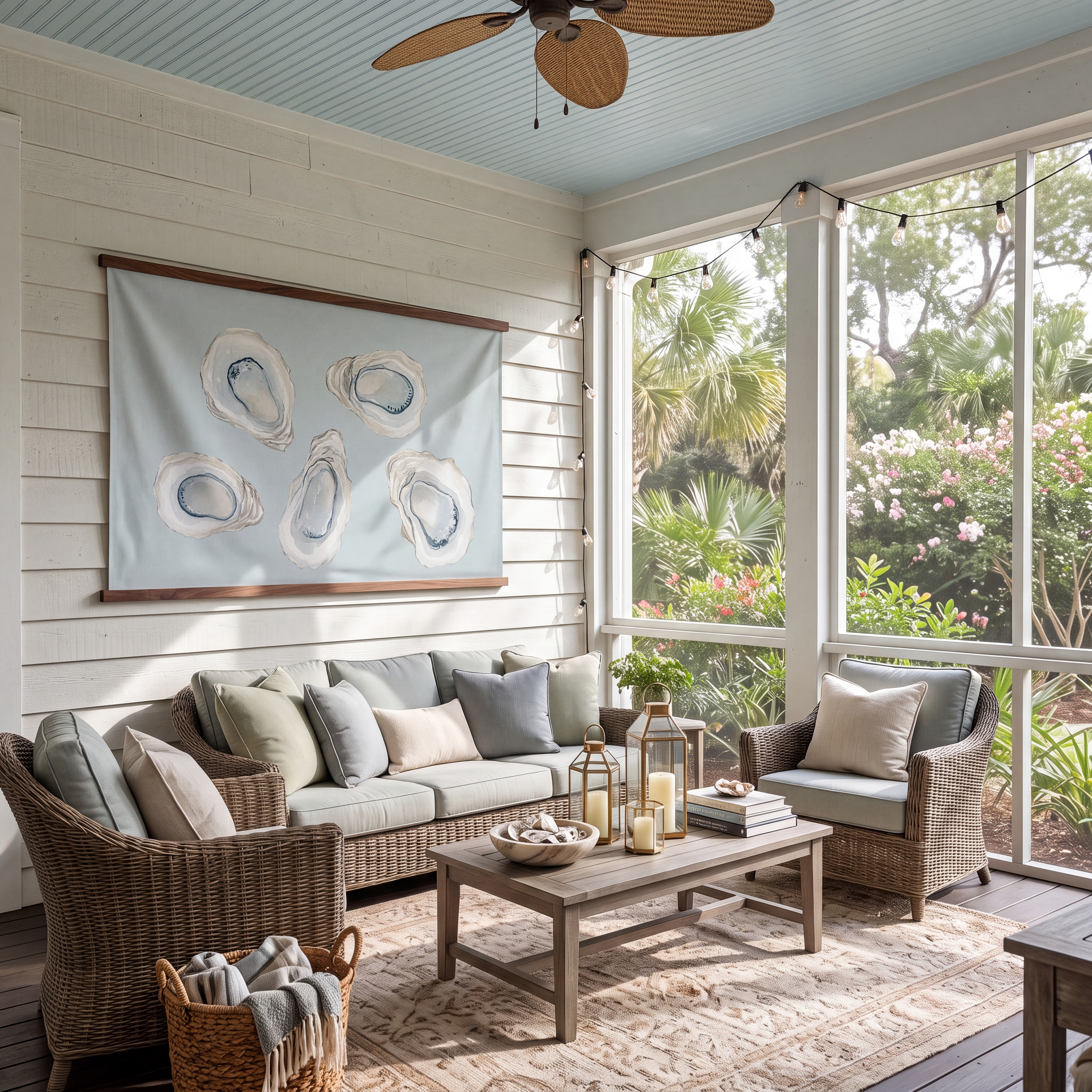 Pearl's Haven Spring Blue Oyster Study - Tapestry