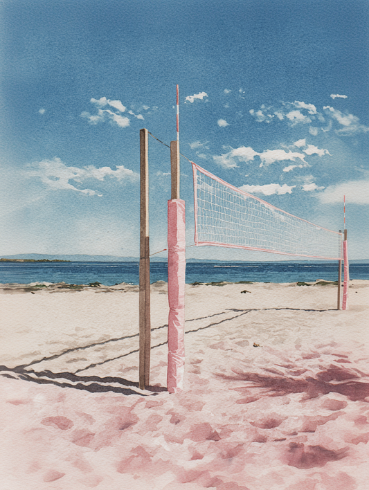 Pink Volleyball Game - Art Print