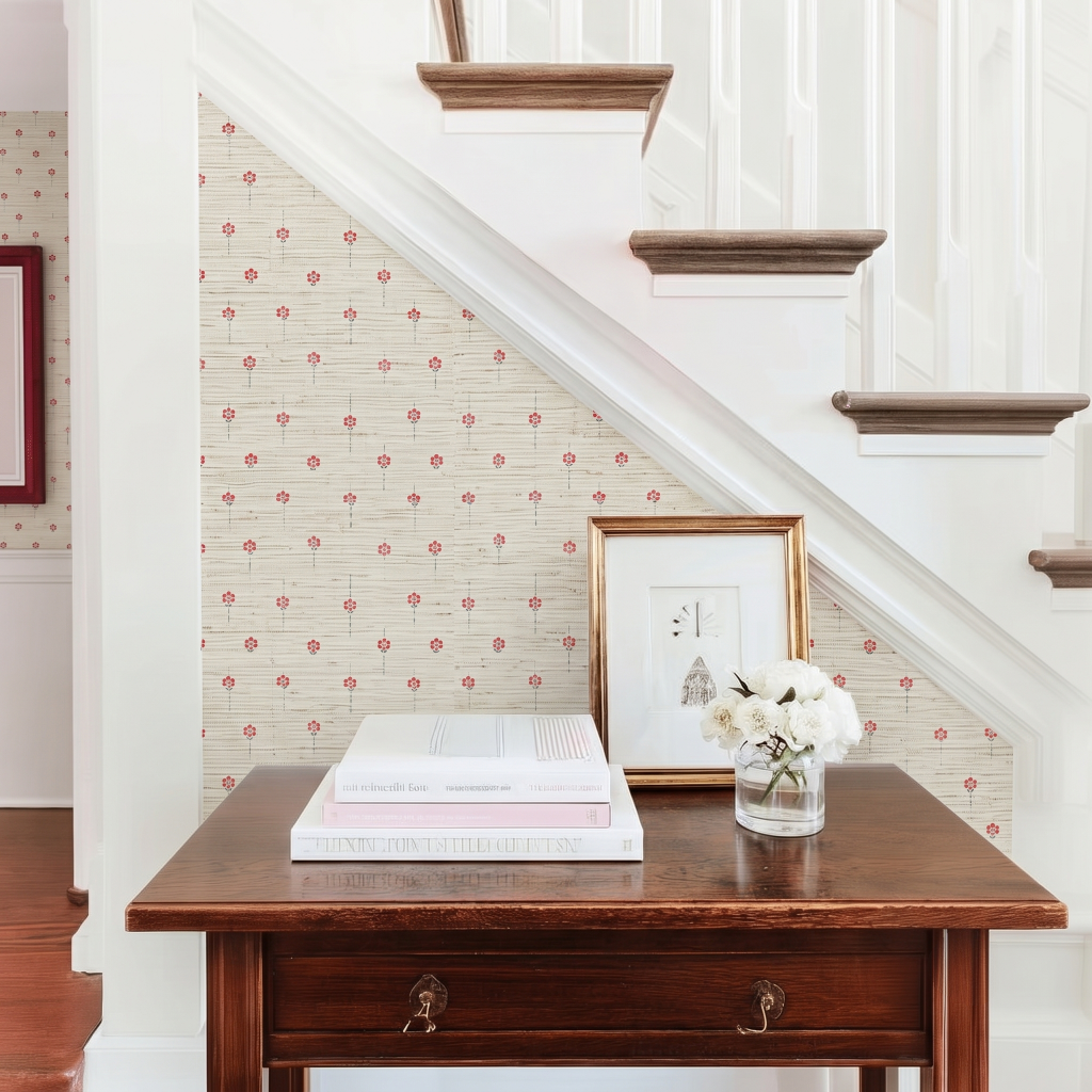 Poppy Dots Faux Grasscloth Wallpaper