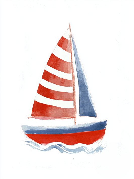 Red White & Boat - Art Print