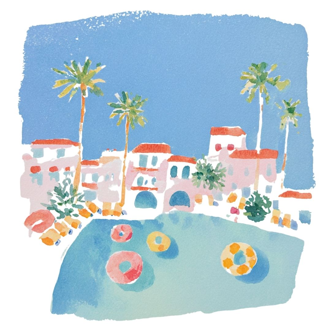 Relax at the Pool -  Art Print