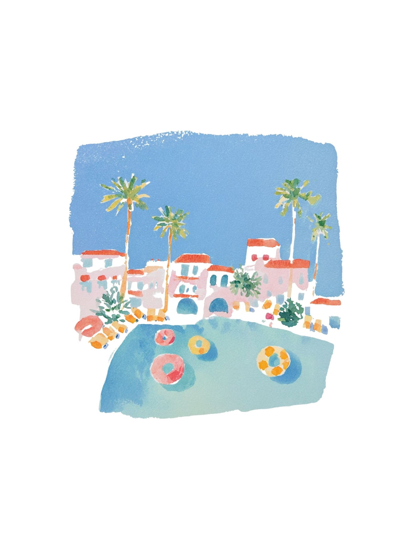 Relax at the Pool -  Art Print