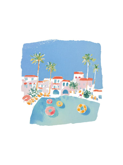 Relax at the Pool -  Art Print