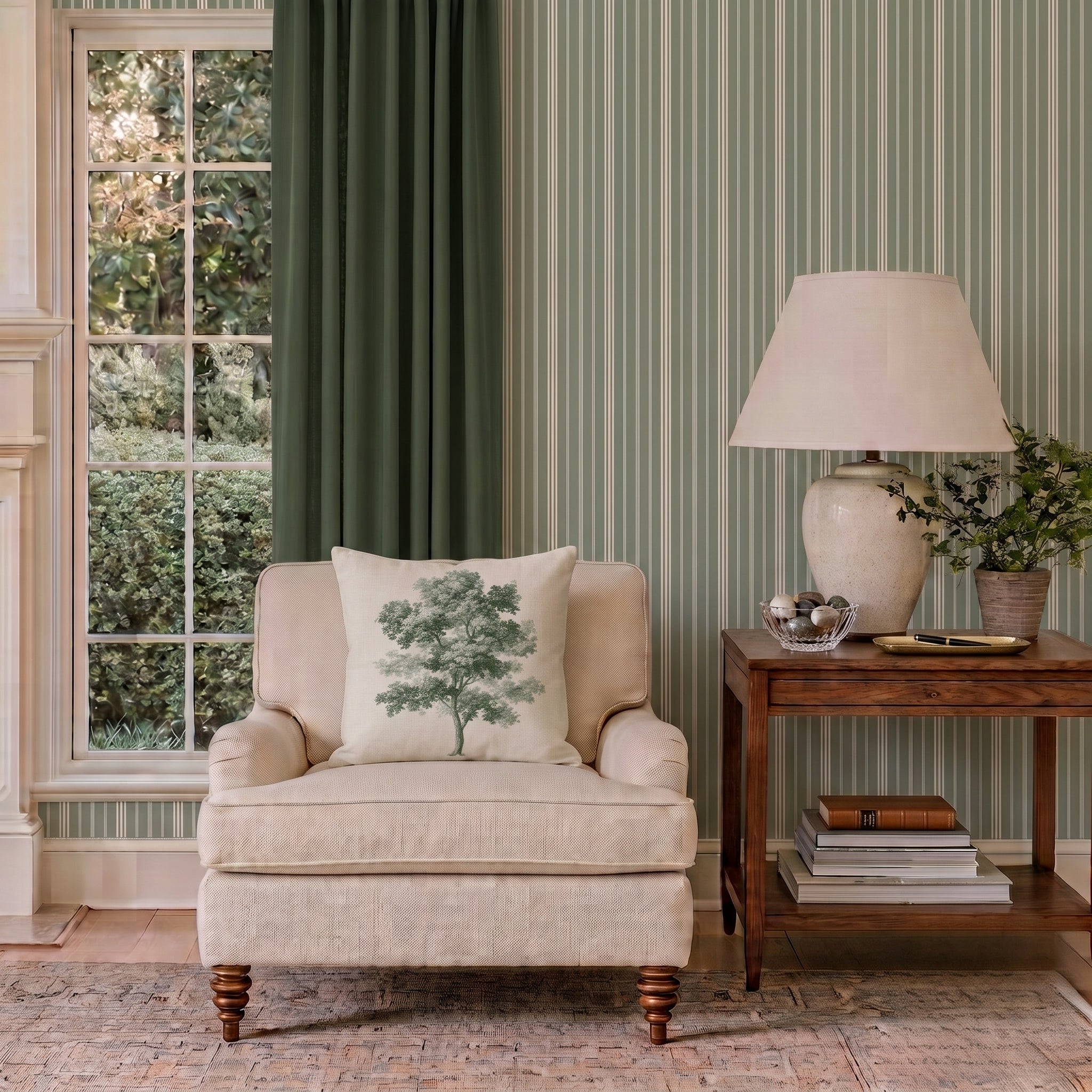 Fog & Found Sage Stripe Wallpaper