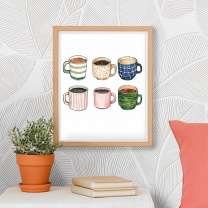 Six Coffee Cups- Art Print