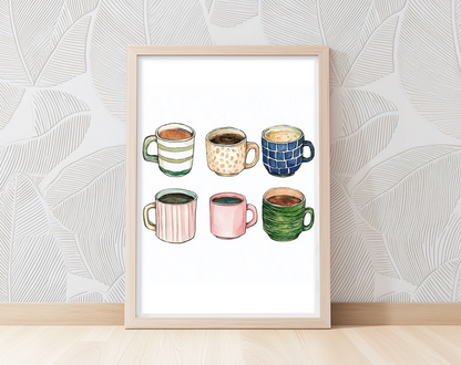Six Coffee Cups- Art Print