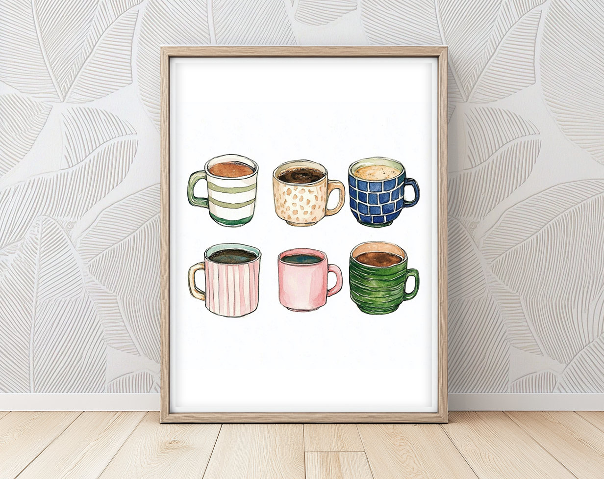 Six Coffee Cups- Art Print