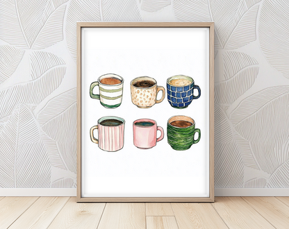 Six Coffee Cups- Art Print
