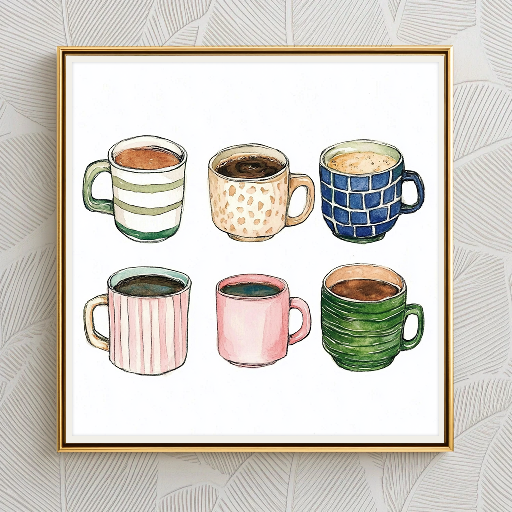 Six Coffee Cups- Art Print