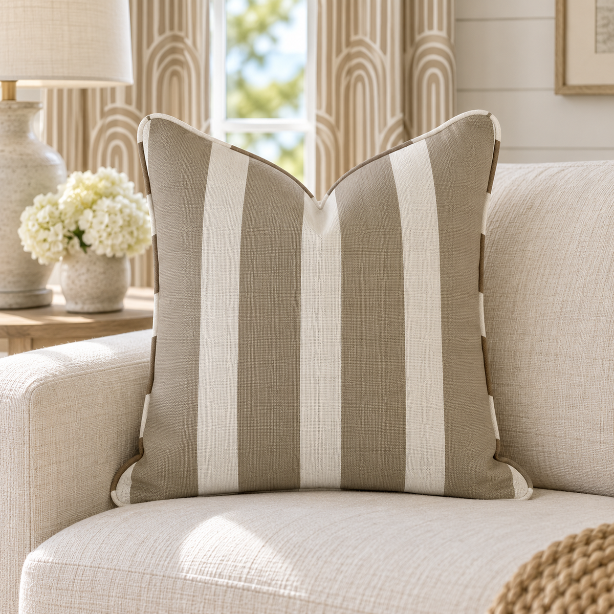 Thistle Hill Olive Stripe Throw Pillow