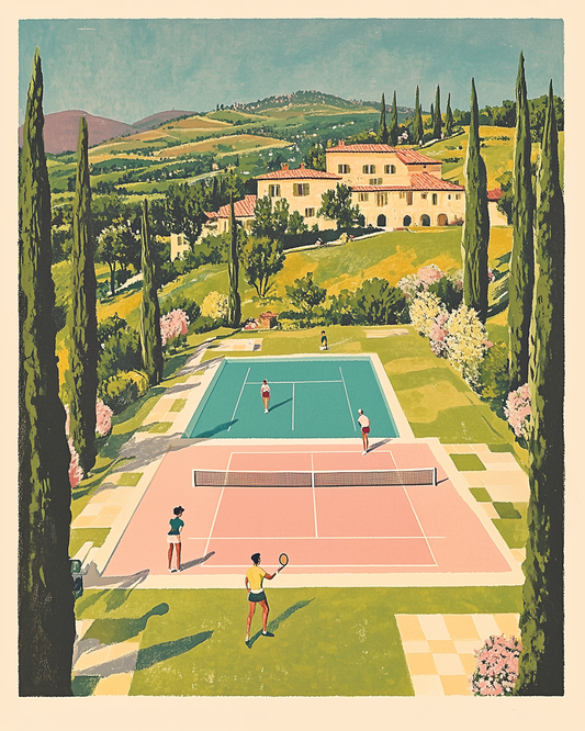 Vineyard Tennis - Art Print