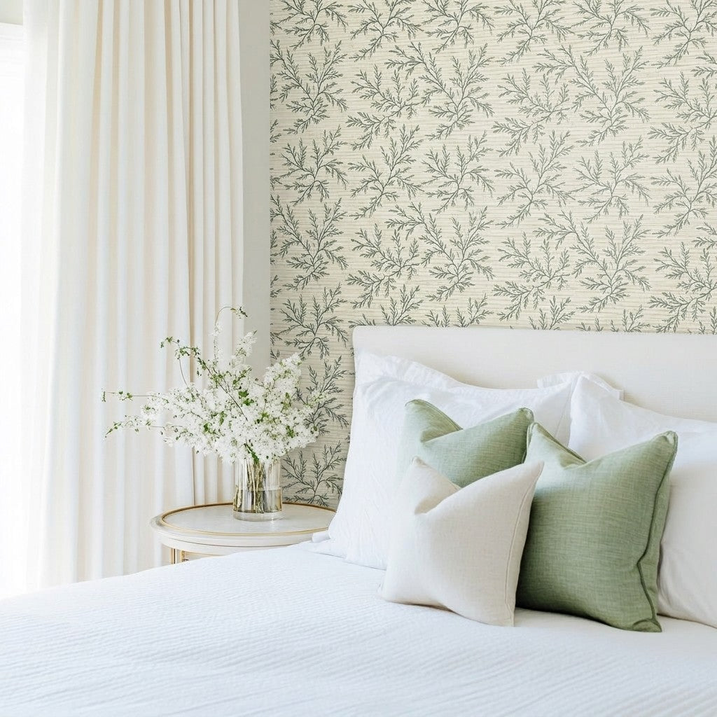 Willow Wreath Faux Grasscloth Wallpaper