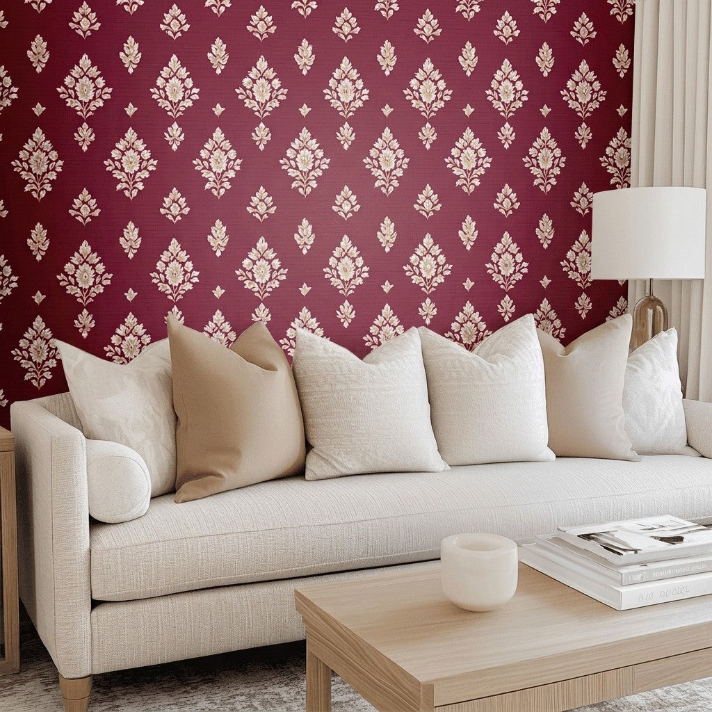 Crimson Crest Faux Grasscloth Wallpaper