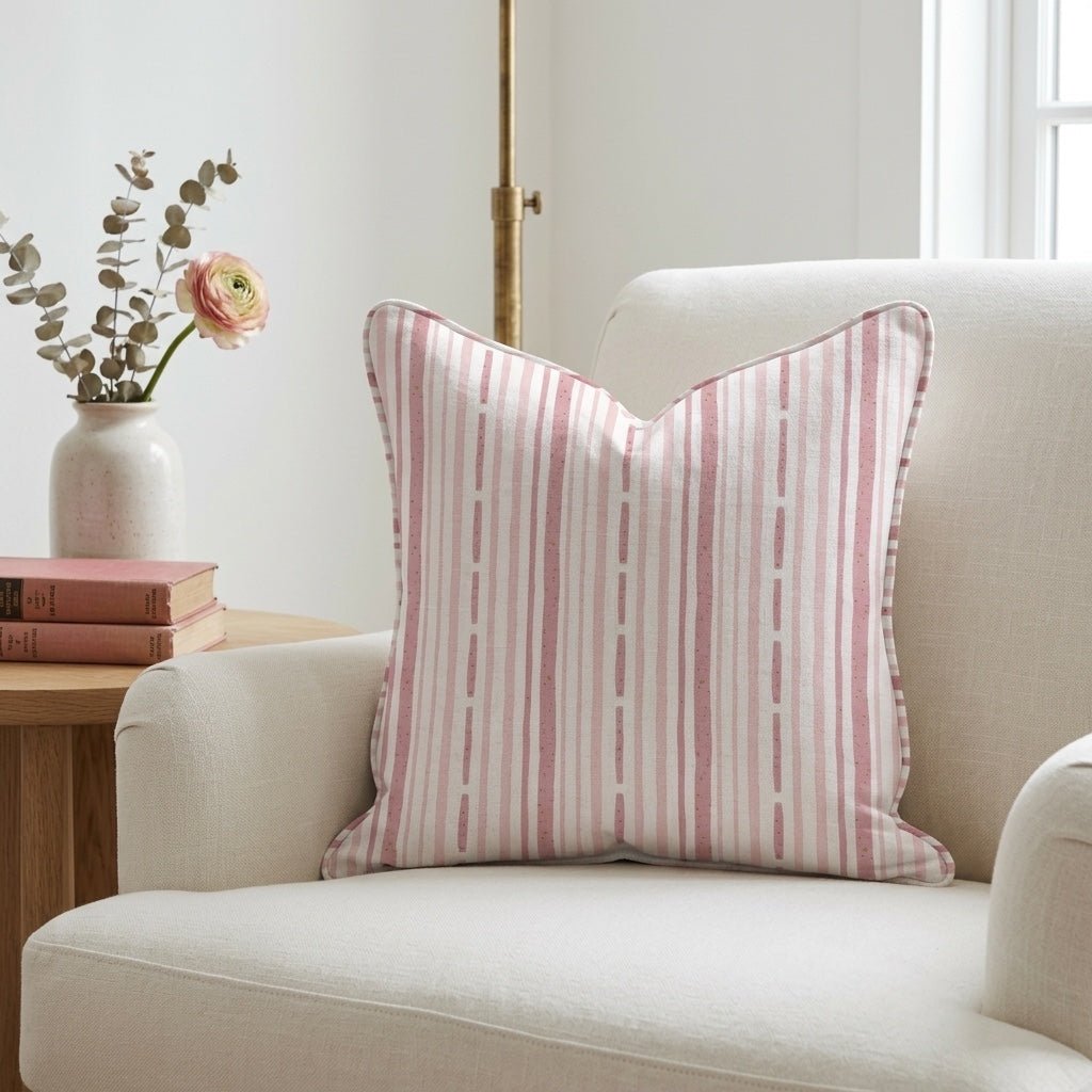 Ainsley Blush Stripes Throw Pillow - Lemon Park