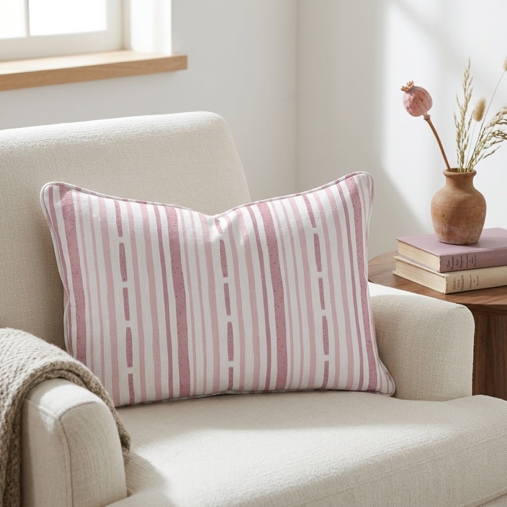 Ainsley Blush Stripes Throw Pillow - Lemon Park