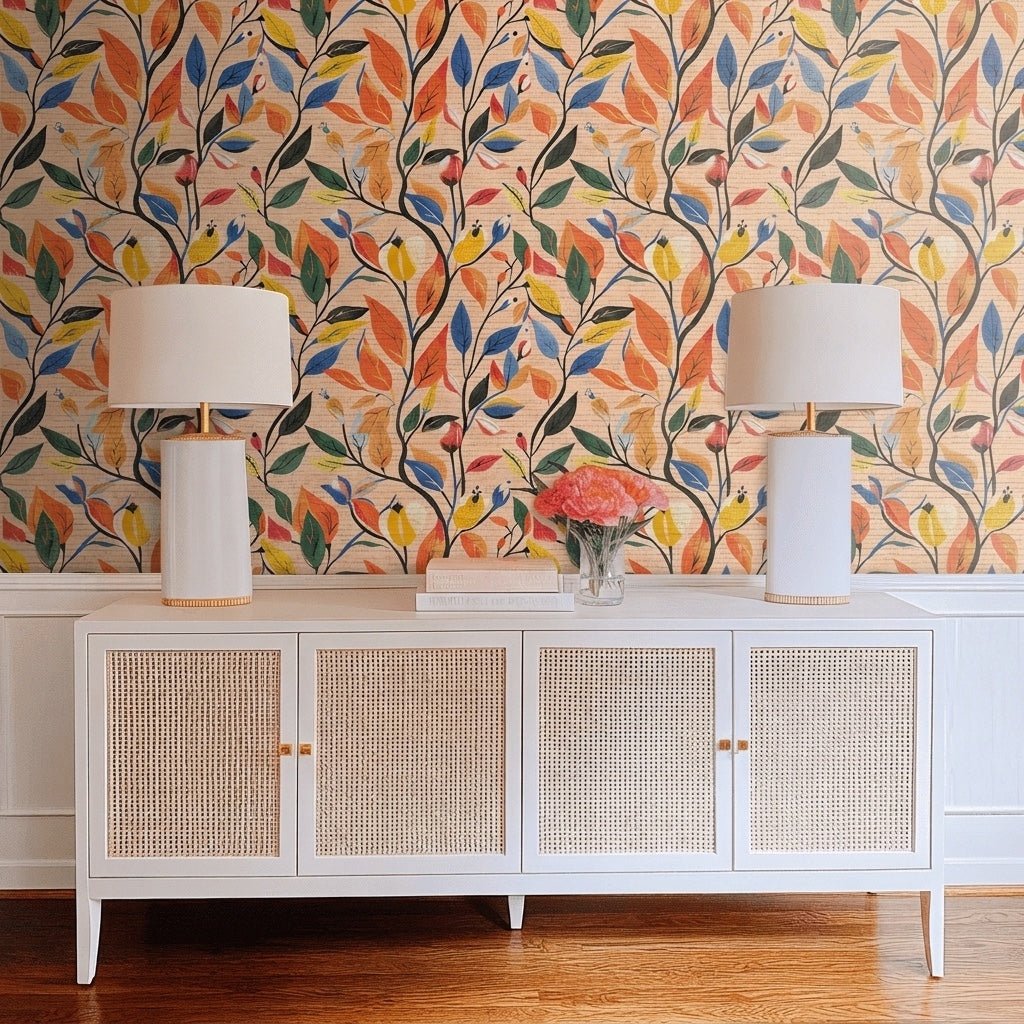 Autumn Whisper Faux Grasscloth Wallpaper - Lemon Park