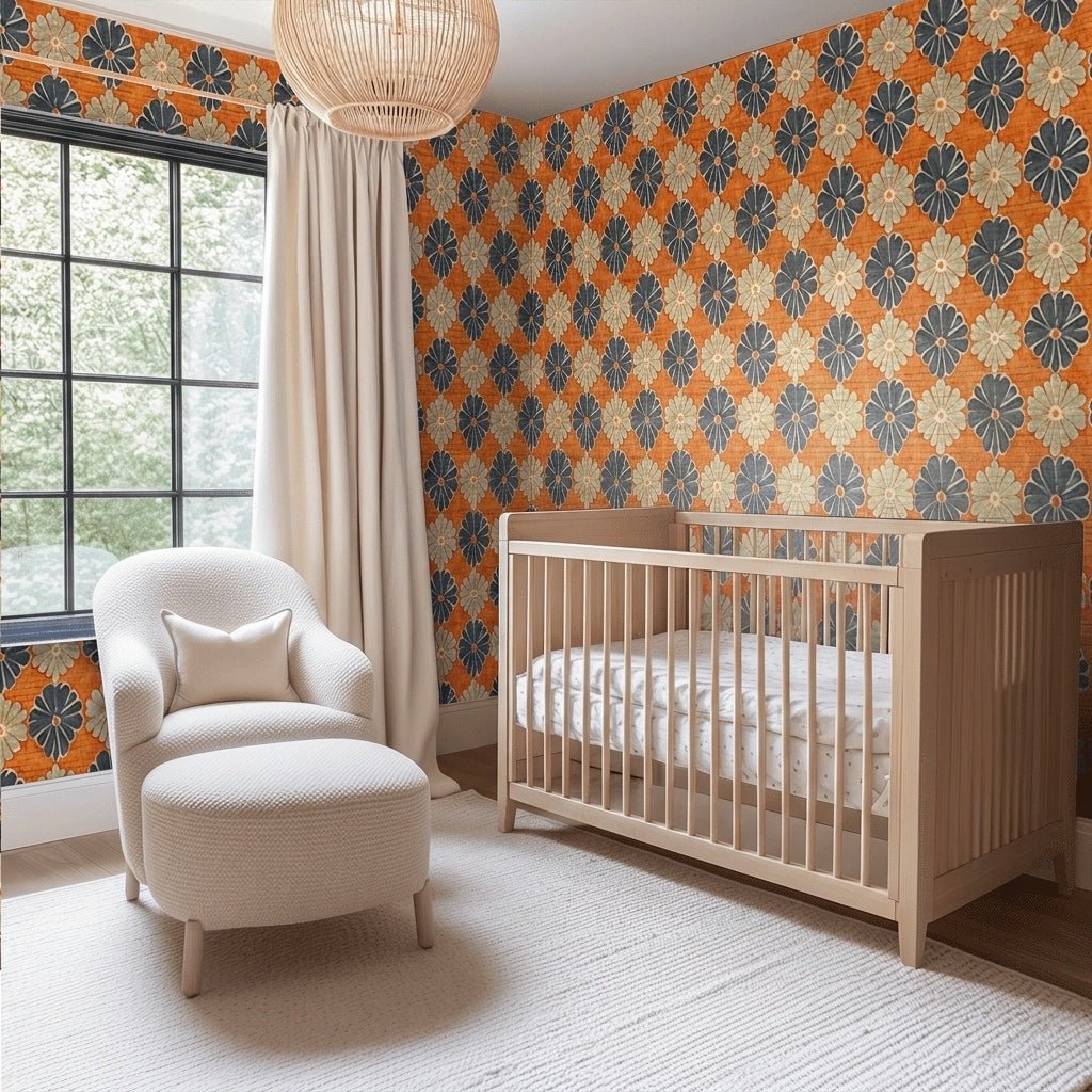Autumn Zinnia Faux Grasscloth Wallpaper - Lemon Park