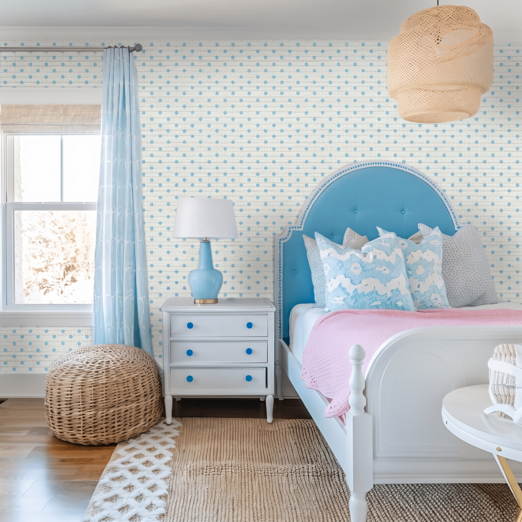 Blue Hannah Faux Grasscloth Wallpaper
