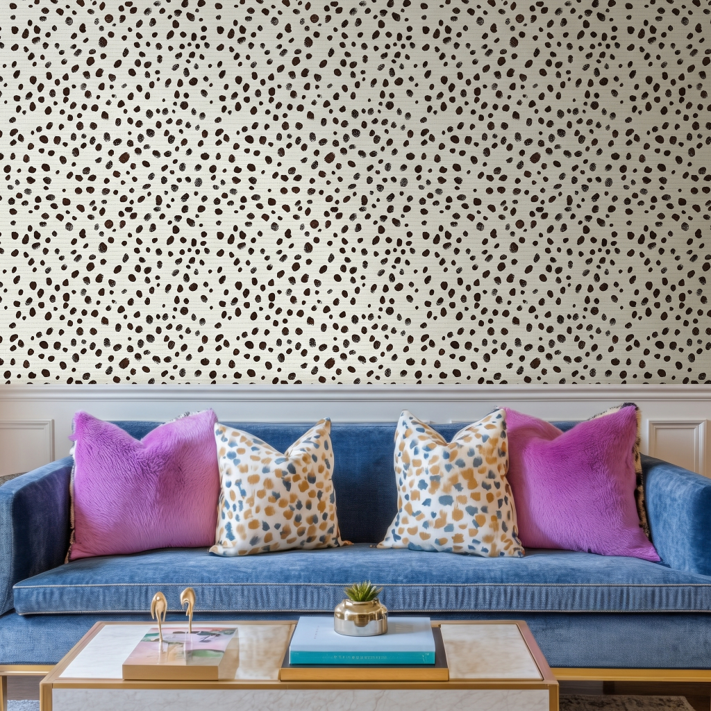 Dalmatian Dots Faux Grasscloth Wallpaper