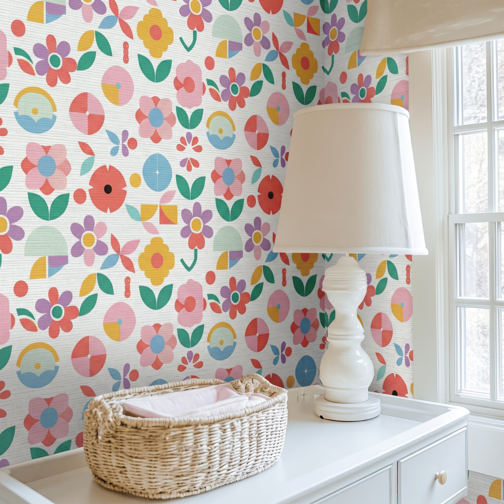 Geoflora Faux Grasscloth Wallpaper