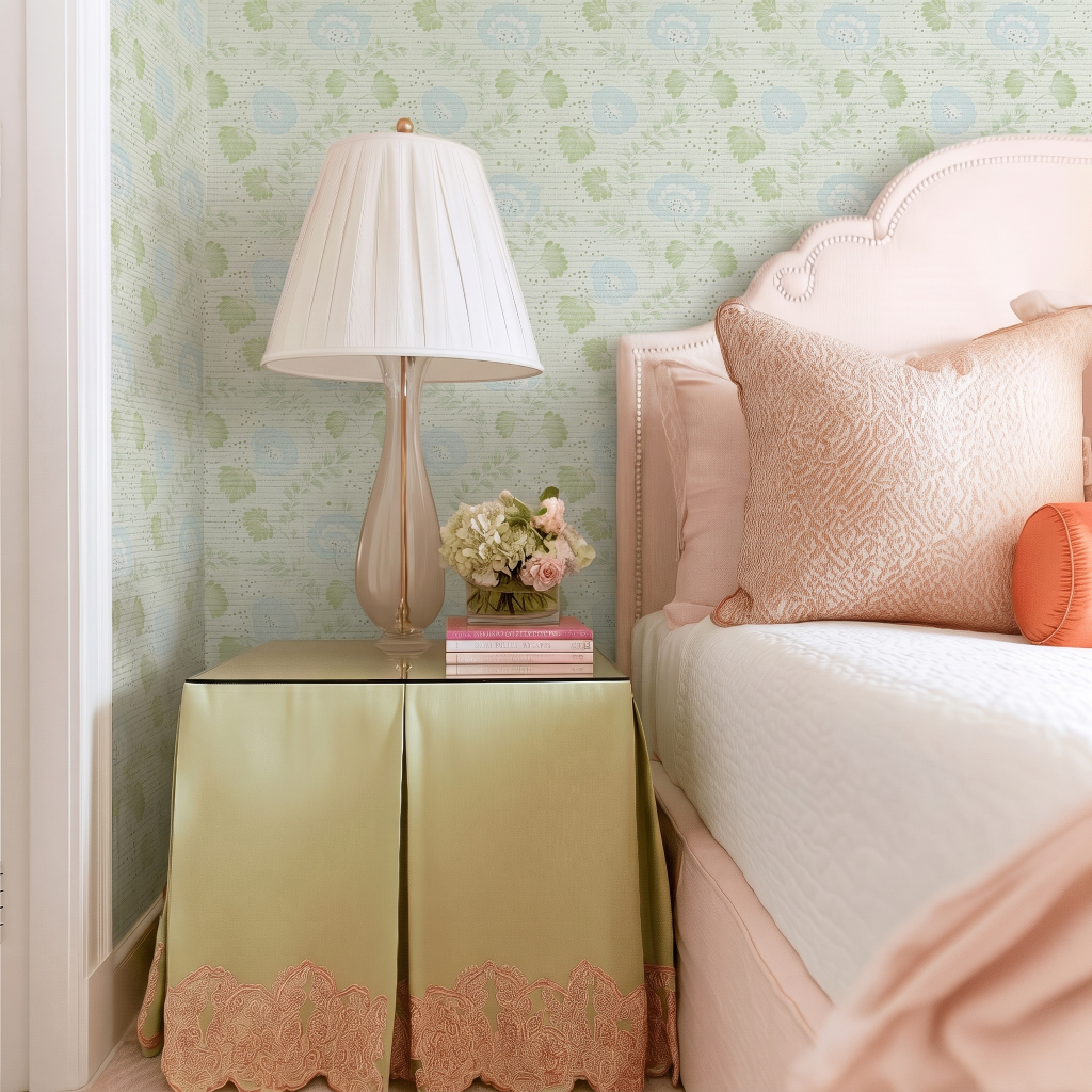 Charleston Mist Faux Grasscloth Wallpaper