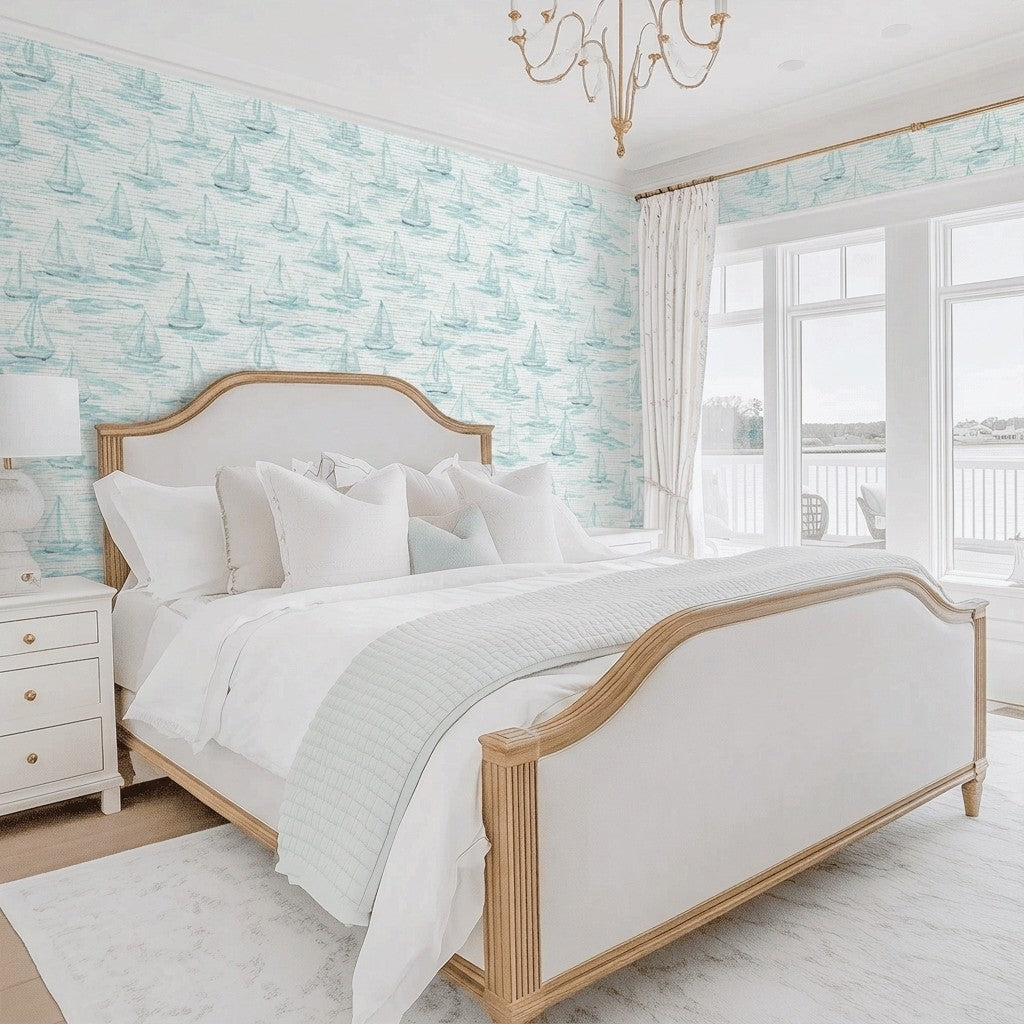 Sail Away Faux Grasscloth Wallpaper