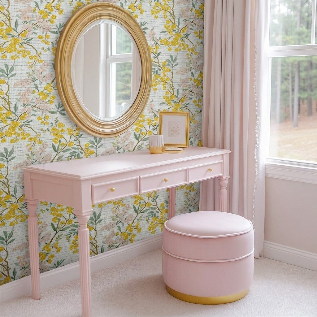 Mimosa Melody Faux Grasscloth Wallpaper