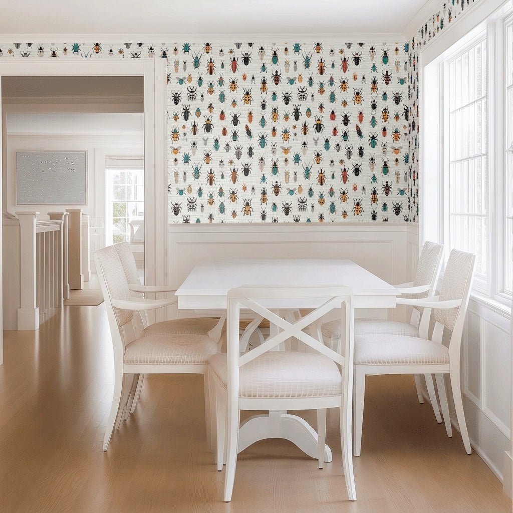 Beatle Mania Faux Grasscloth Wallpaper - Lemon Park