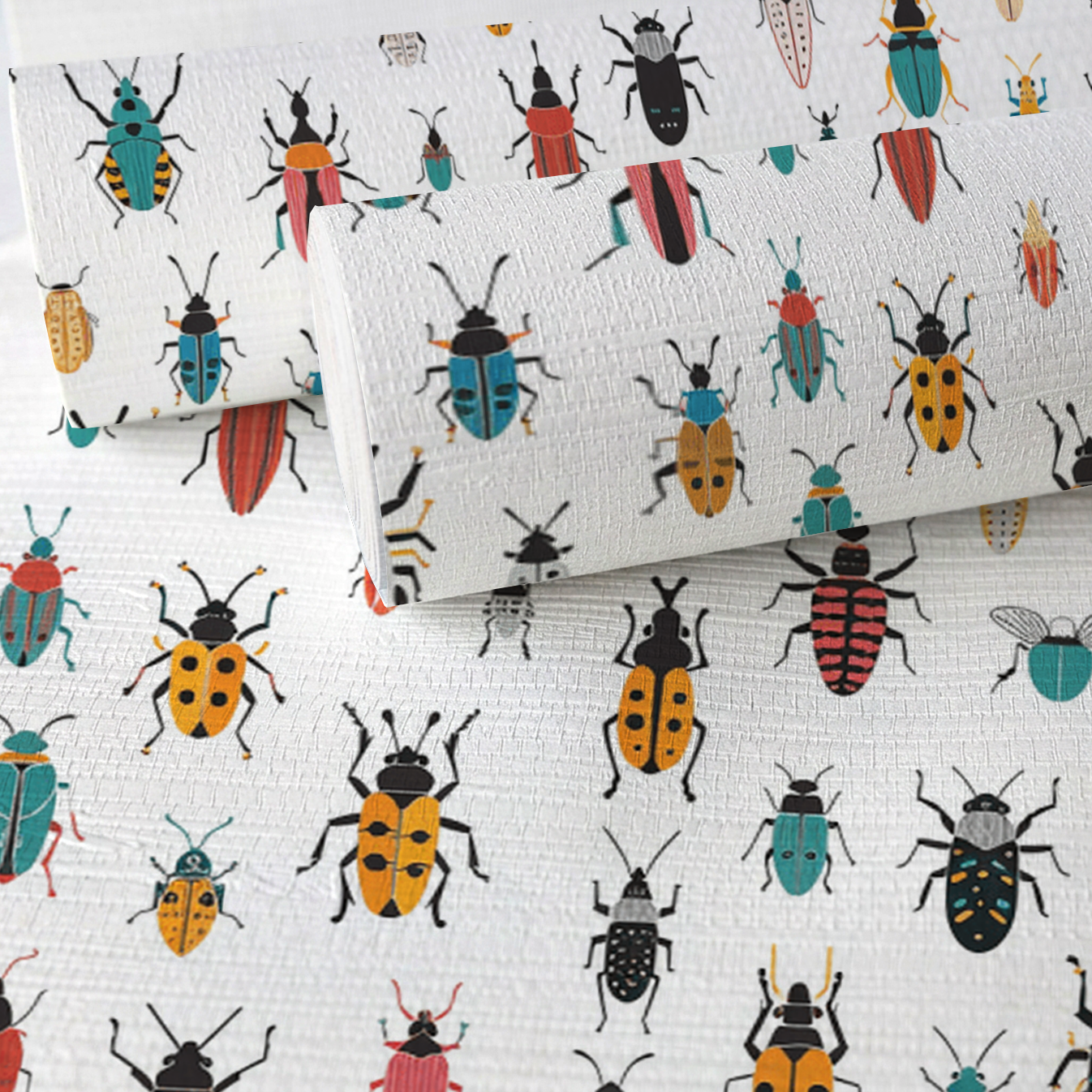 Beatle Mania Faux Grasscloth Wallpaper