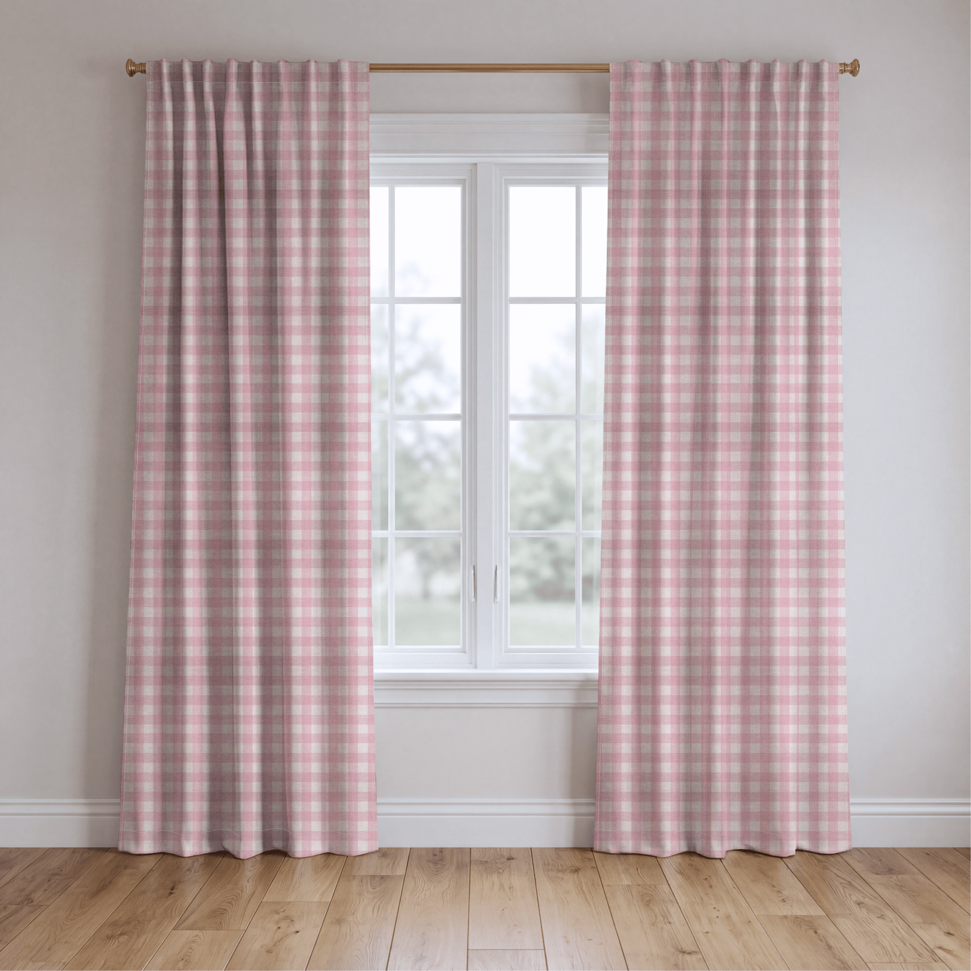 Bellagio Blush Baby Pink Gingham - Drapery - Lemon Park
