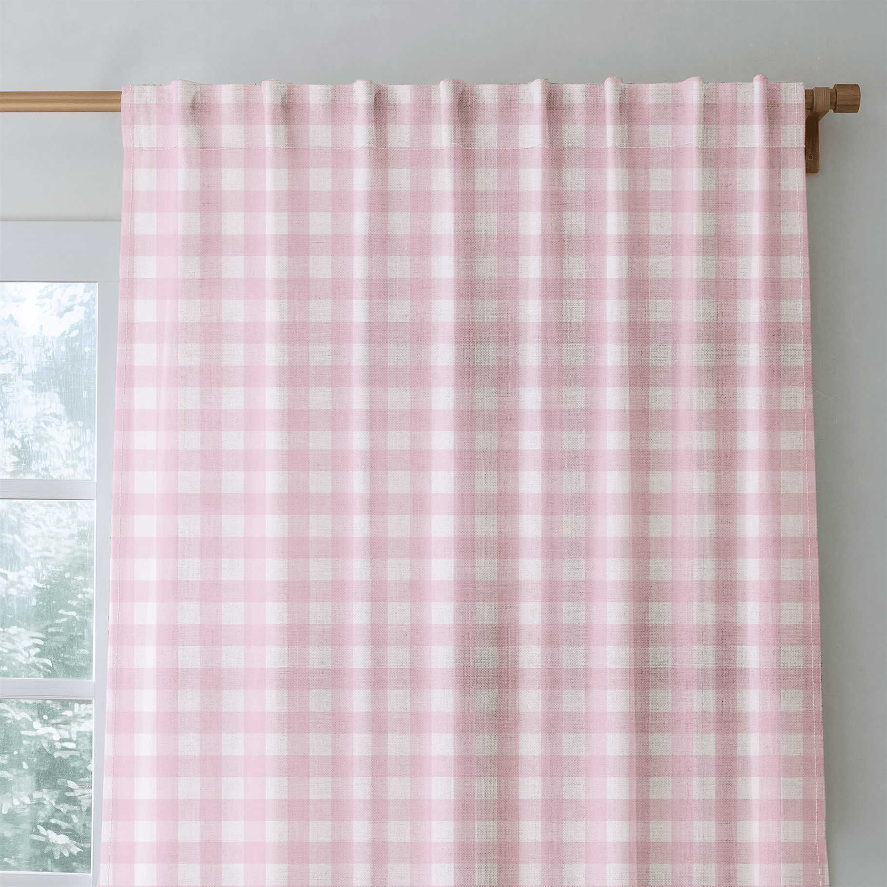 Bellagio Blush Baby Pink Gingham - Drapery - Lemon Park