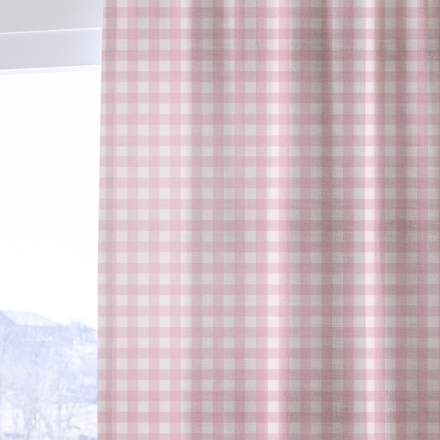 Bellagio Blush Baby Pink Gingham - Drapery - Lemon Park