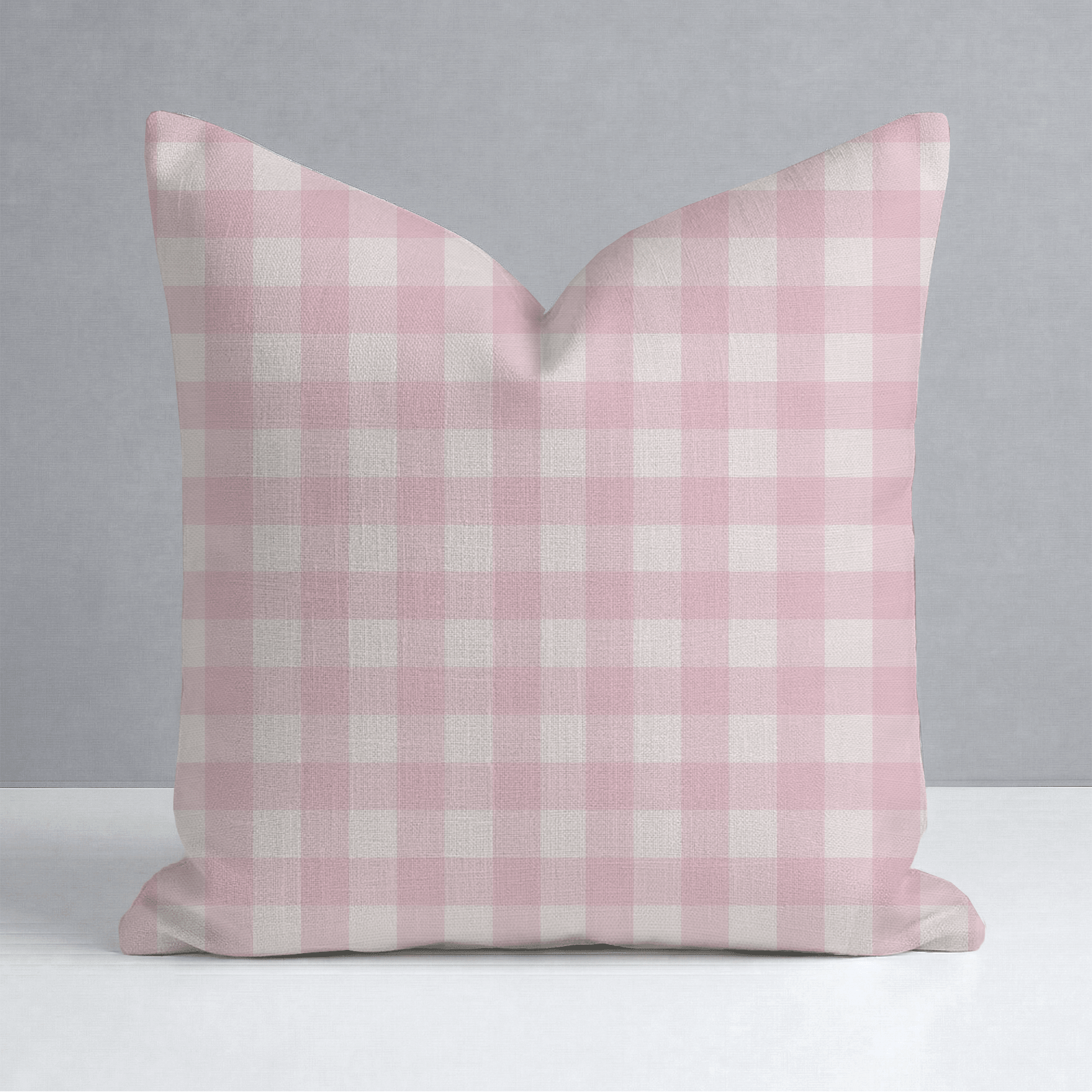 Bellagio Blush Baby Pink Gingham Throw Pillow - Lemon Park