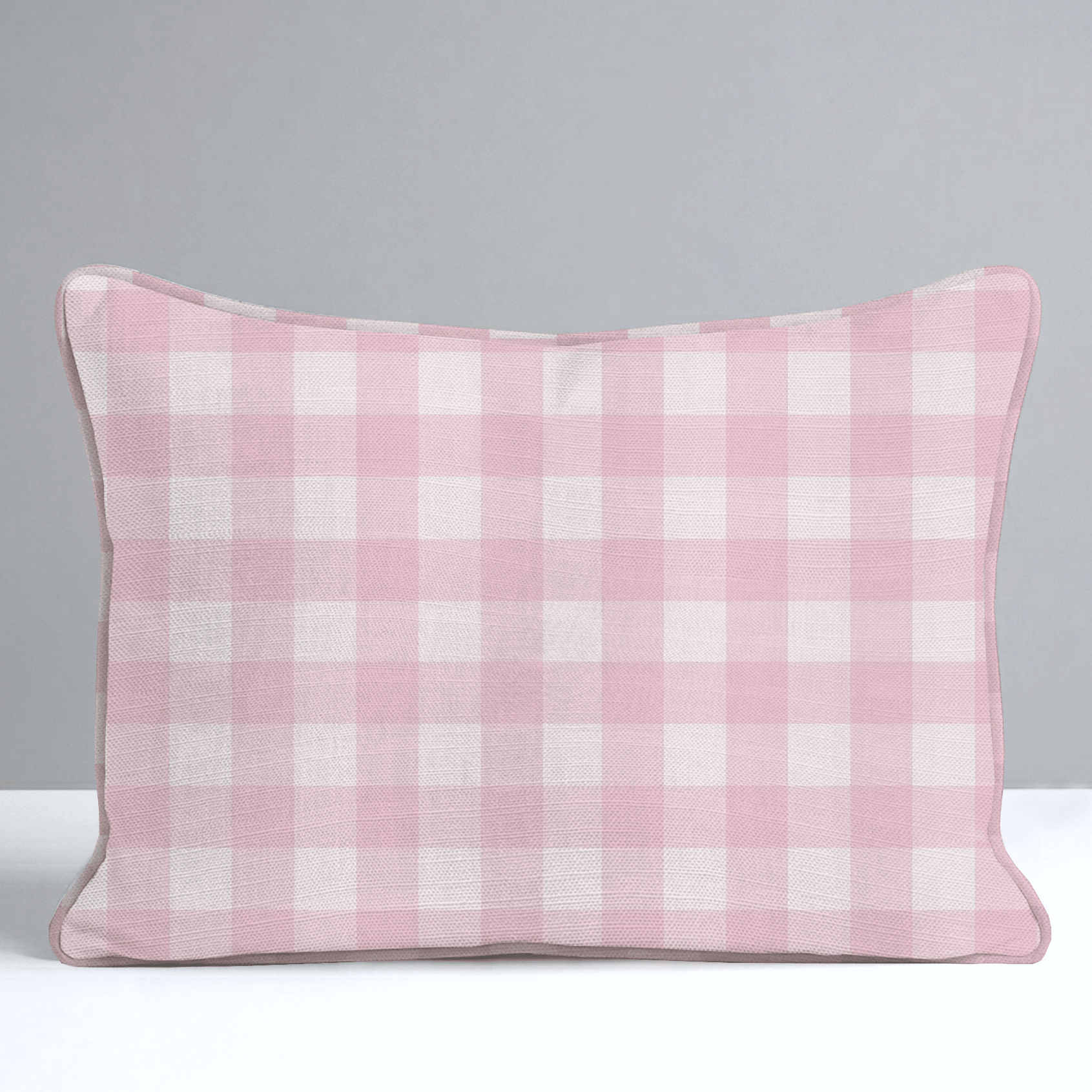 Bellagio Blush Baby Pink Gingham Throw Pillow - Lemon Park