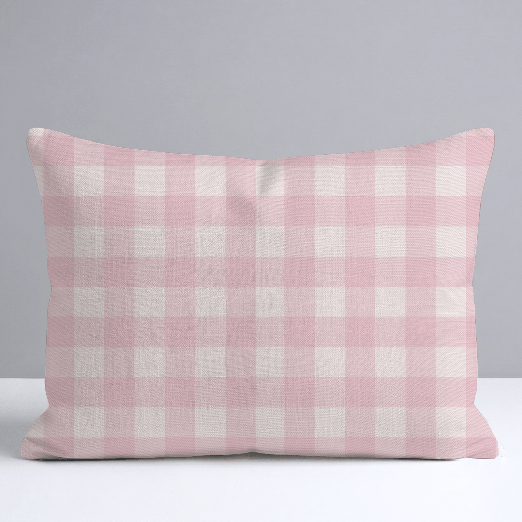 Bellagio Blush Baby Pink Gingham Throw Pillow - Lemon Park