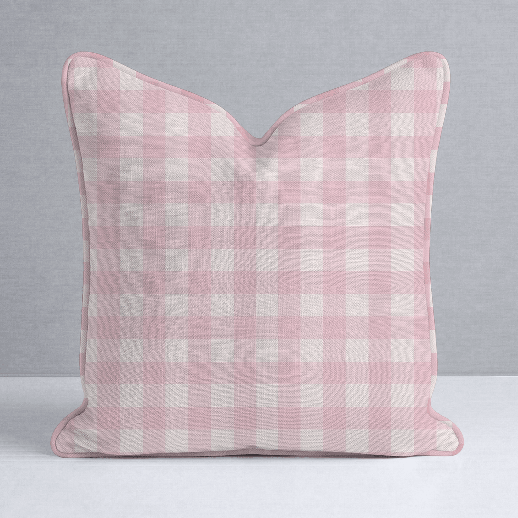 Bellagio Blush Baby Pink Gingham Throw Pillow - Lemon Park