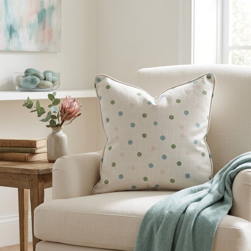 Bellagio Blush Linen Dots Throw Pillow - Lemon Park
