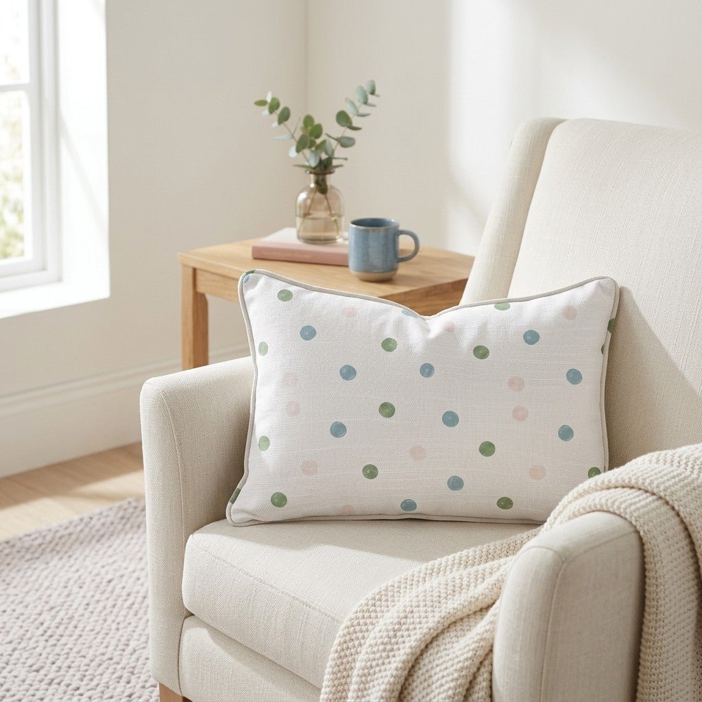 Bellagio Blush Linen Dots Throw Pillow - Lemon Park
