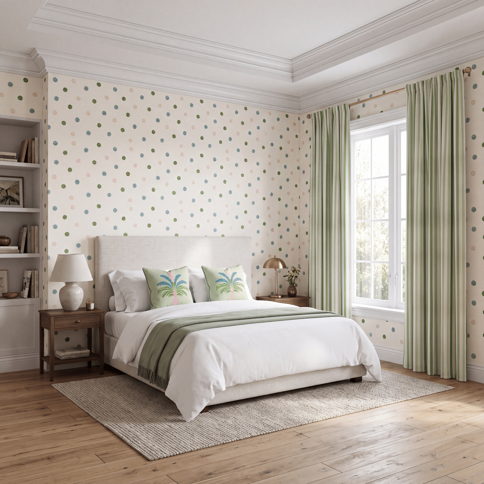 Bellagio Blush Linen Dots Wallpaper - Lemon Park