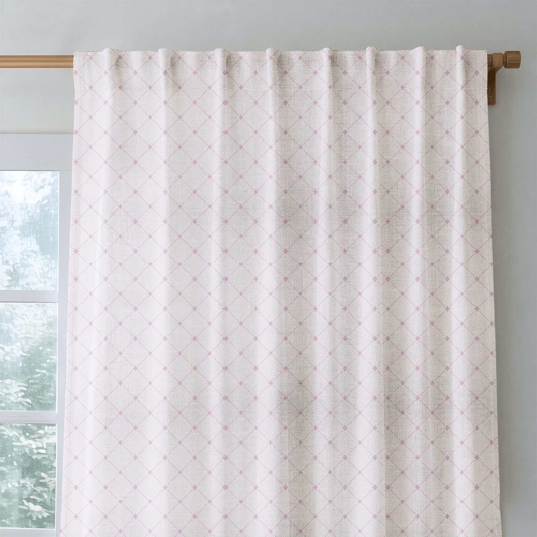 Bellagio Blush Linen Lattice - Drapery - Lemon Park