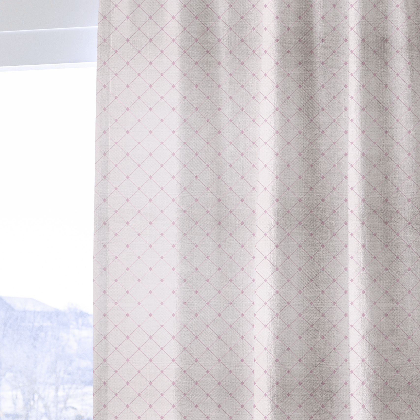 Bellagio Blush Linen Lattice - Drapery - Lemon Park