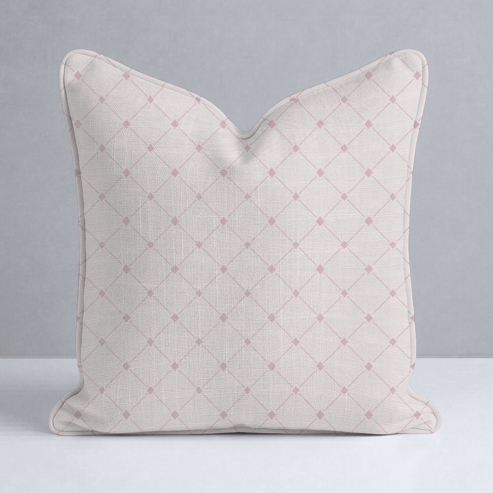 Bellagio Blush Linen Lattice Throw Pillow - Lemon Park