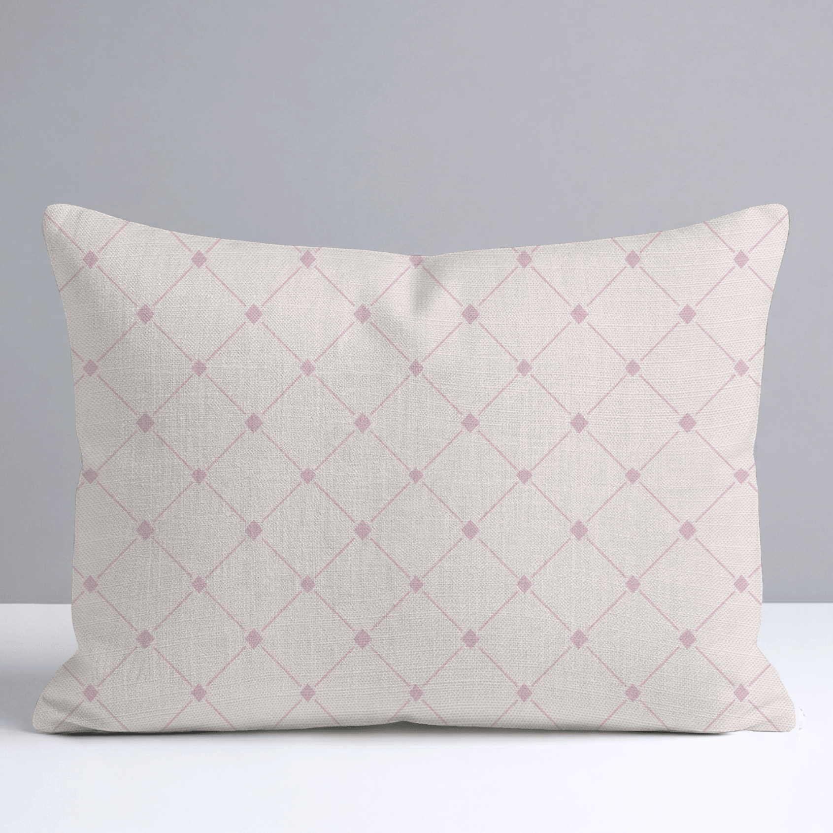 Bellagio Blush Linen Lattice Throw Pillow - Lemon Park