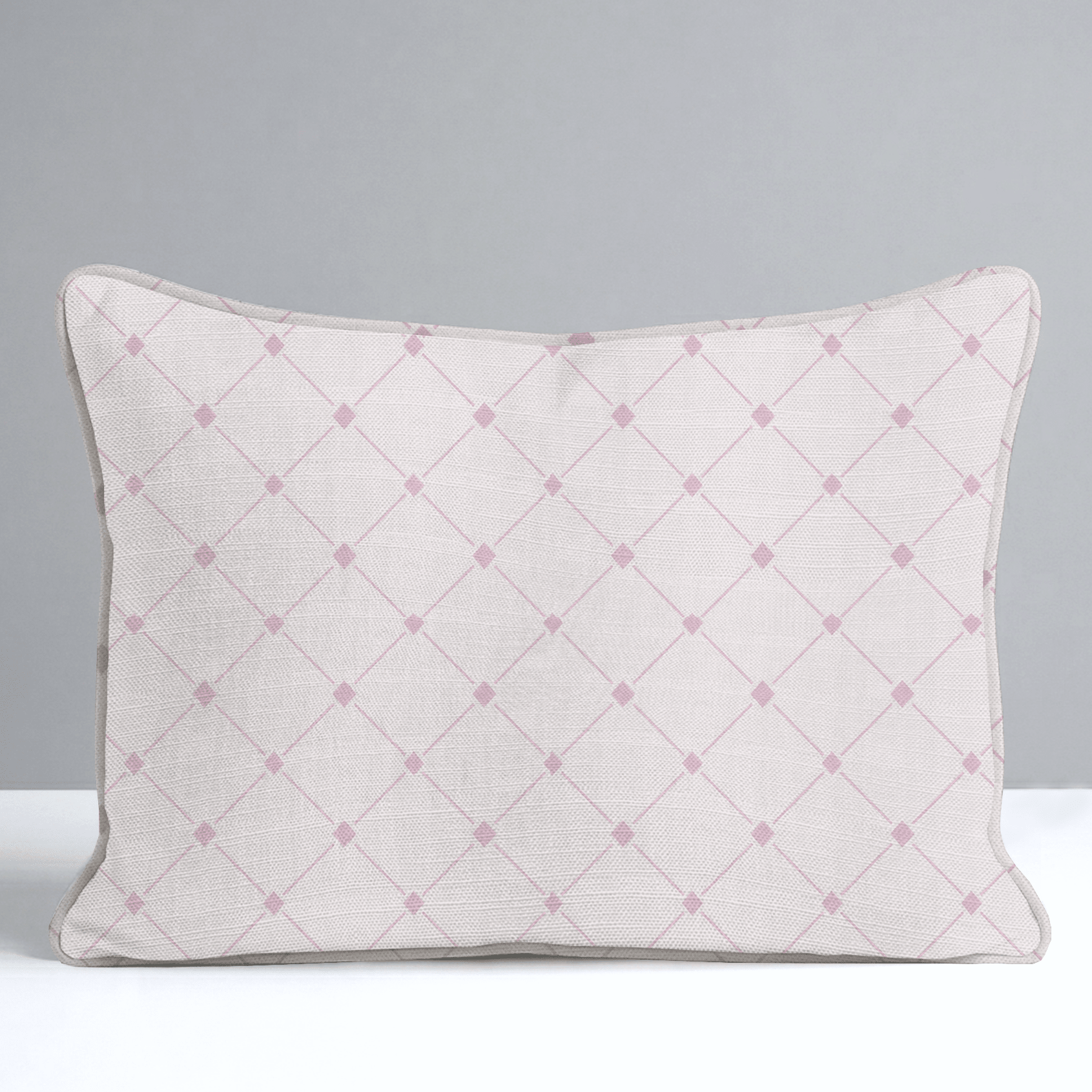 Bellagio Blush Linen Lattice Throw Pillow - Lemon Park