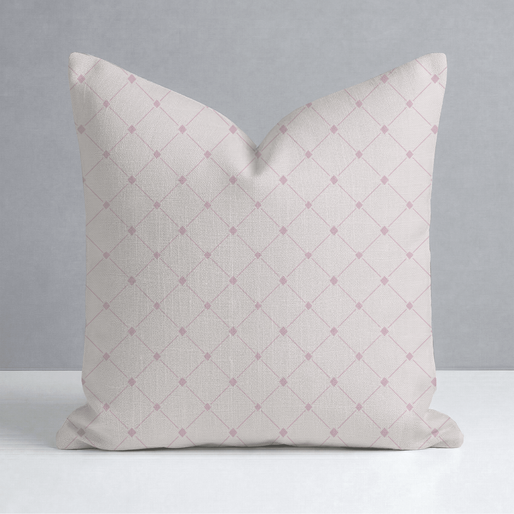 Bellagio Blush Linen Lattice Throw Pillow - Lemon Park